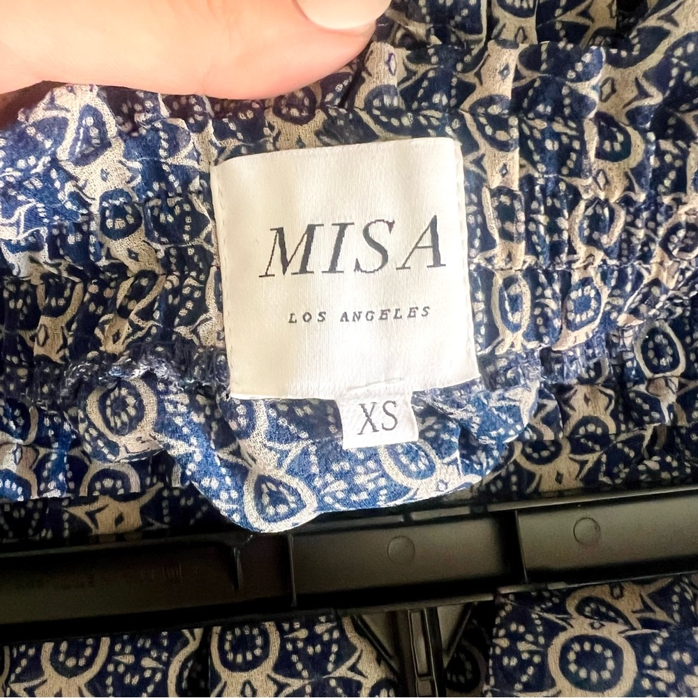 MISA Los Angeles Floral Flounce Mini Skirt, Blue and White, Size XS - Pre-Owned - Picture 5 of 5